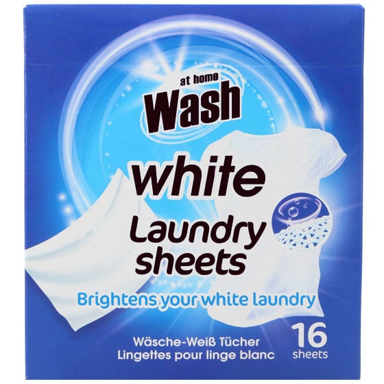 At Home Wash Laundry Sheets White 16kpl